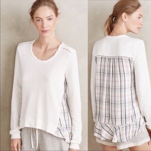 Anthropologie Saturday Sunday Ruffle Plaid Pullover. Size XS